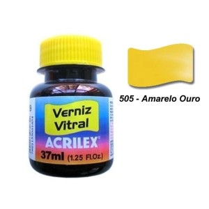 VERNIZ VITRAL AMAREL OURO ACRILEX 37ML 3CMX3CMX5CM 081400505