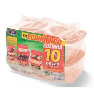 KIT 10 POTES RETANGULARES - ERCA PLAST