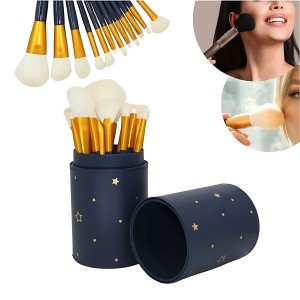 KIT 12 PINCEL PROFISSONAL MAQUIGEM C/ ESTOJO ESTRELADO - MOMENT