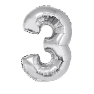 BALÃO METALIZADO MAKE + 3 PRATA 100CM