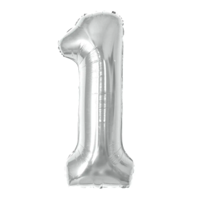 BALÃO METALIZADO MAKE + 1 PRATA 100CM