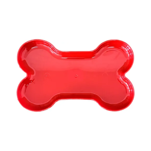 Bandeja Plástica Vermelha em Formato de Osso