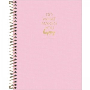 CADERNO ESPIRAL CAPA PLASTICA COLEGIAL HAPPY ROSA 1 MATÉRIA 177MX240MM 305537